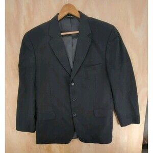 Bachrach 44R 200% Wool Lined Sports Jacket Blazer Coat Black Mens Office Formal